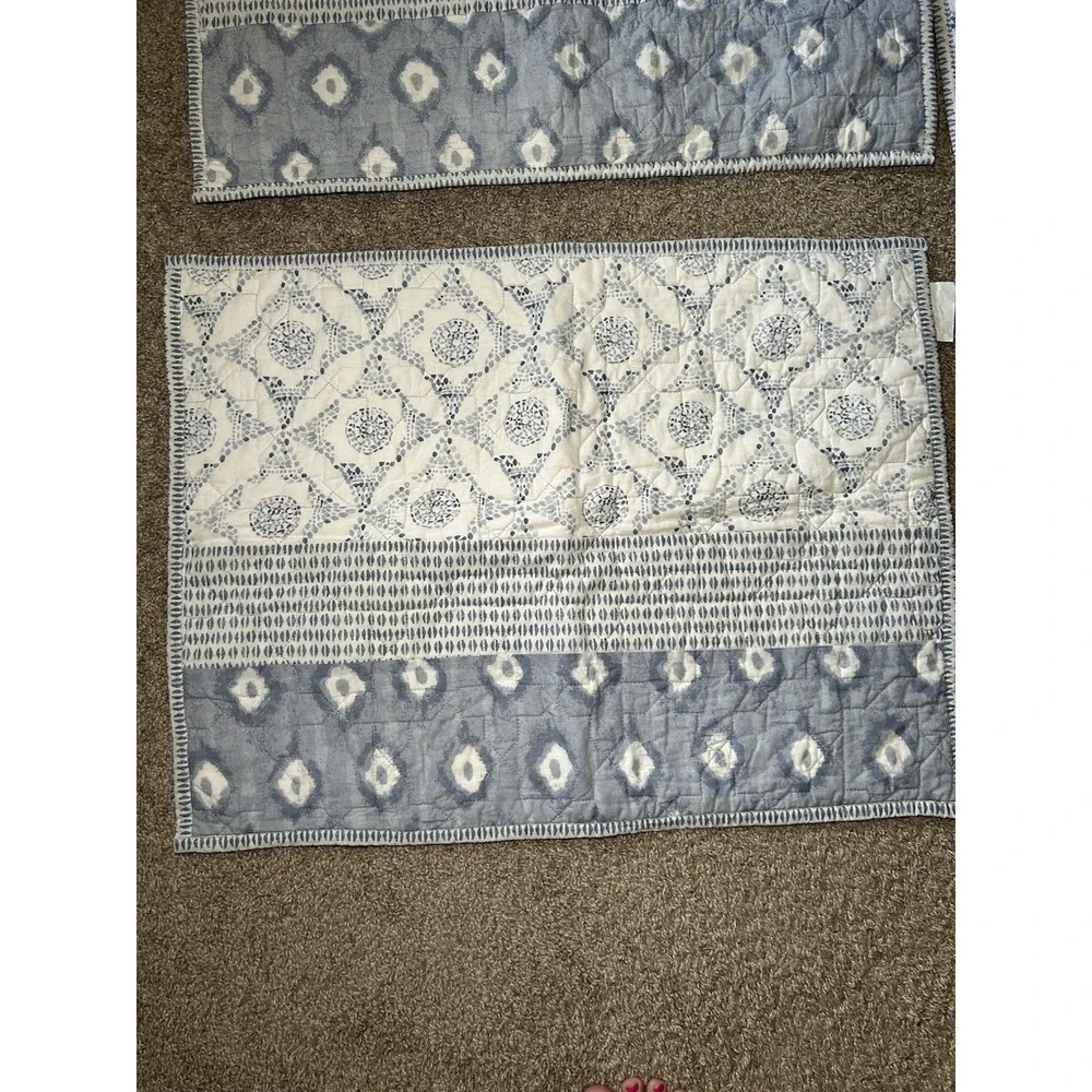 Sonoma Quilted Cotton Pillow Covers Aztec Hobo Comfort Home Casual Blue White 3